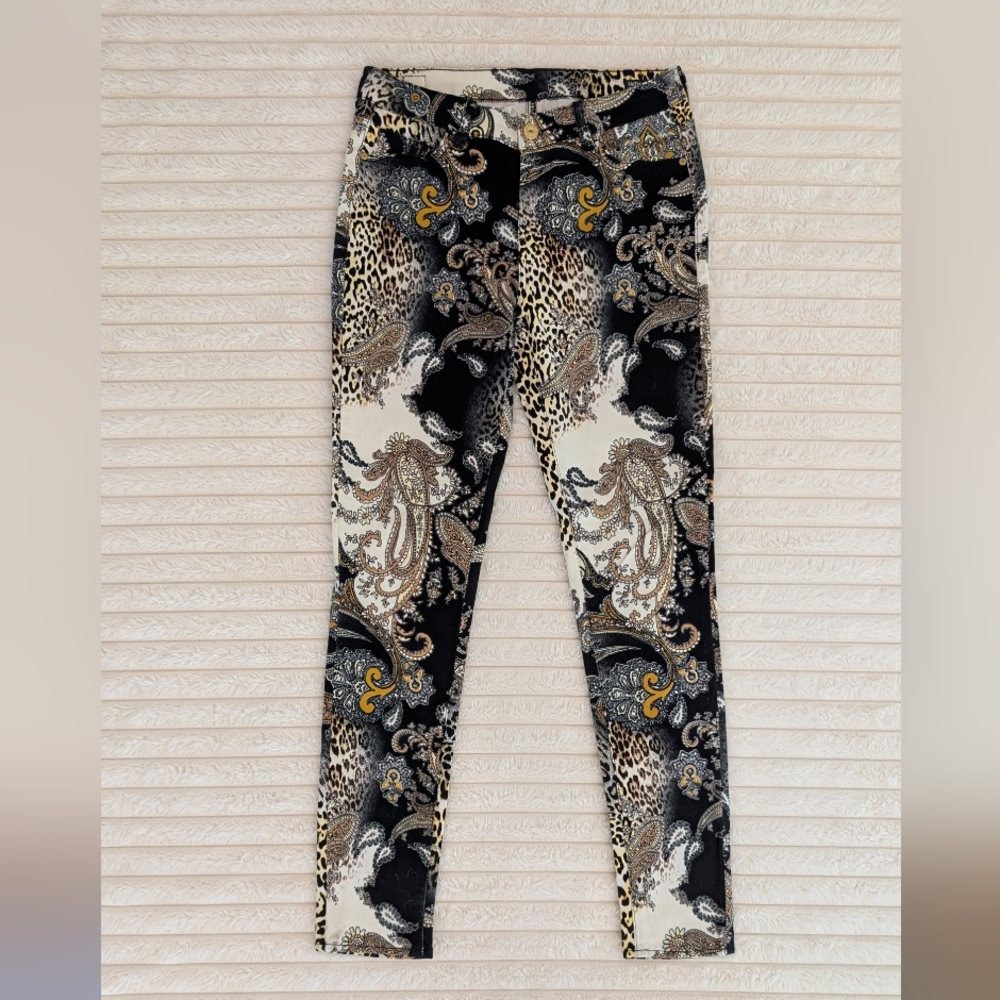 Buffalo David Bitton Paisley & Leopard Print Stretch Mid Rise Skinny Jeans